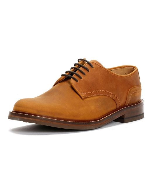 Chapman & Moore Brown Plain Derby Country Oiled Leather Tan Shoes for men