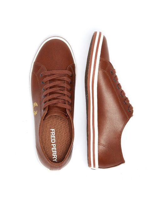 Fred Perry Kingston Mens Tan / Gold Leather Trainers in Brown for Men - Lyst