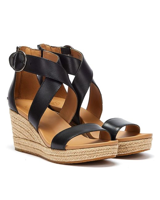 ugg black wedge sandals