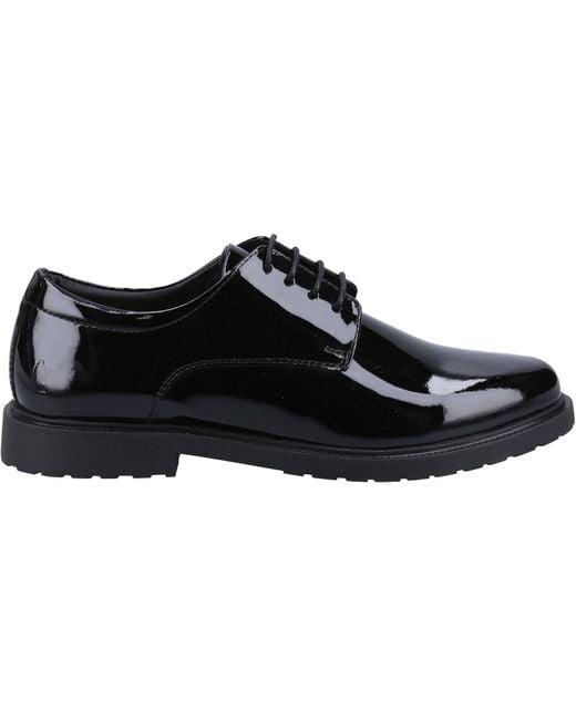 Hush Puppies Black Verity Slip On Leather Patent Brogues Shoes