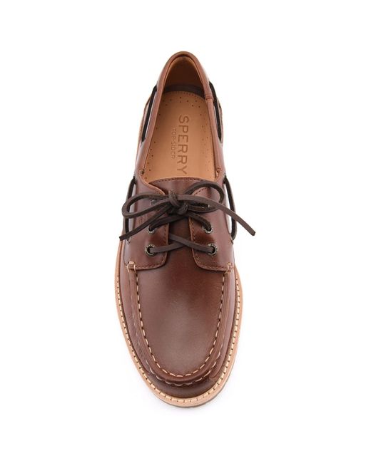 Sperry Top-Sider Brown Mini Lug 3 Eye Leather Boat Shoes for men