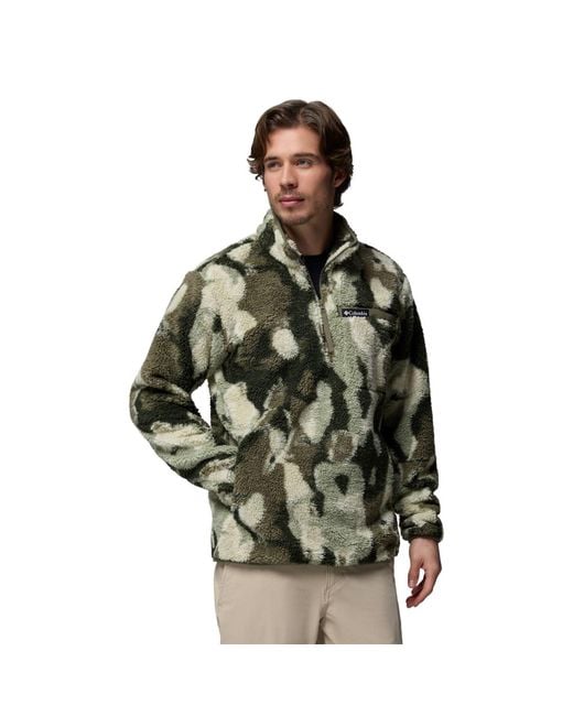 Columbia Green Rugged Ridge High Pile Half Zip Fleece Pullover for men