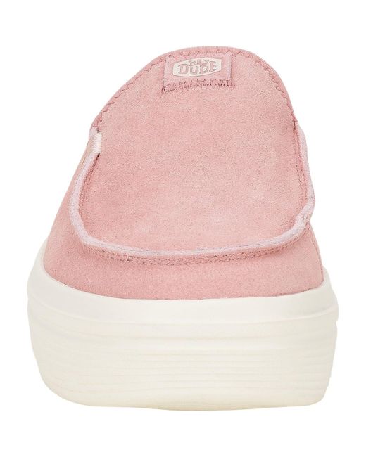 HeyDude Pink Austin Lift Classic Pantoletten Aus Leder Mit Rosettenapplikation