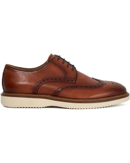 Dune Brown Benidictus Nubuck Brogues Shoes for men