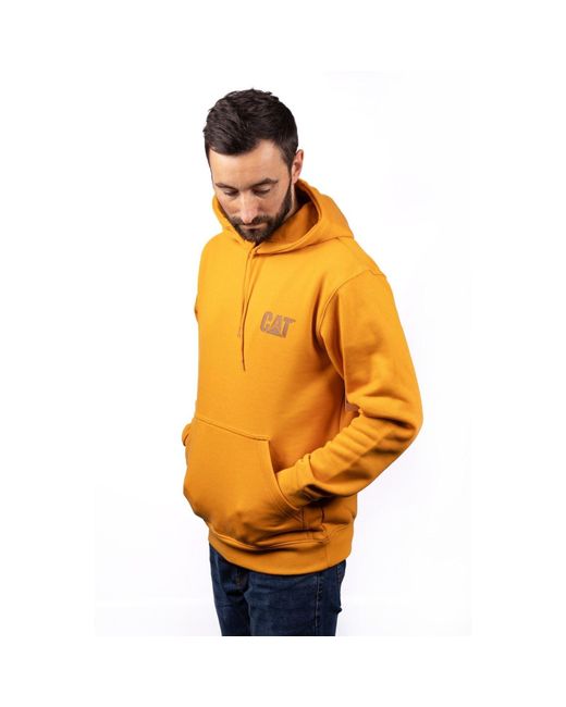 Caterpillar Orange Trademark Banner Cotton Hooded Sweatshirt for men