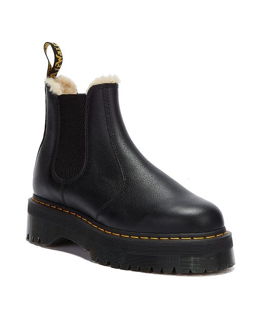Dr. Martens Dr. Martens 2976 Quad Pisa Fur Lined Womens Black Boots - Lyst