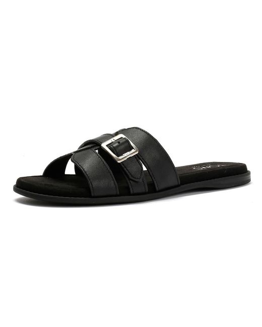 TOMS Black Sol Mule Leather Sandals