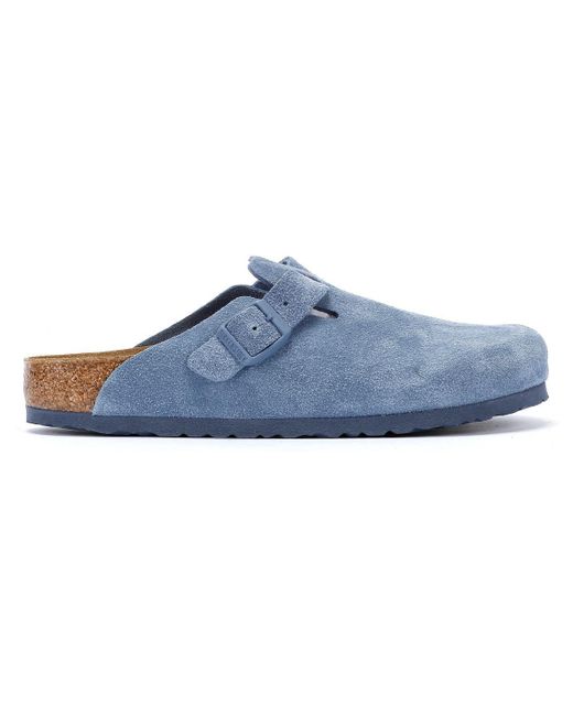 Birkenstock Boston Suede Elemental Blue Sandals - Eur 43