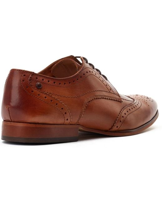 Base London Brown Barbera Leather Standard Brogues Shoes for men