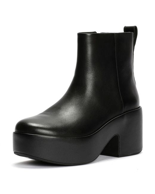 Platfforms Heeled Bottes En Cuir Fitflop en coloris Black