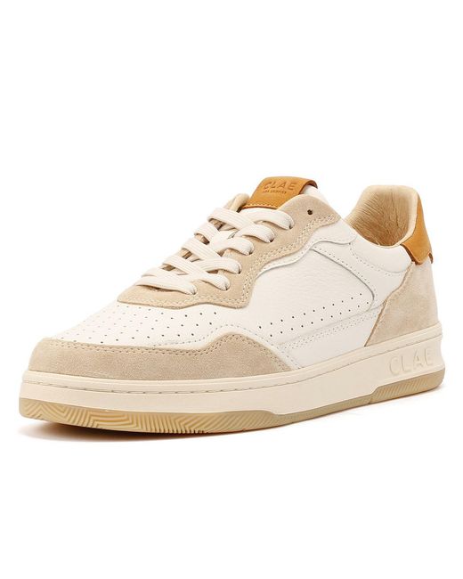 CLAE White Haywood Fog Leather Safari Trainers for men