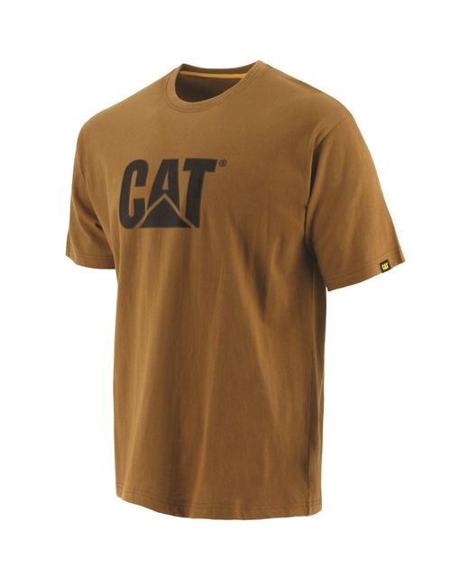 Caterpillar Natural Trademark Logo Cotton Bronze T-Shirt for men