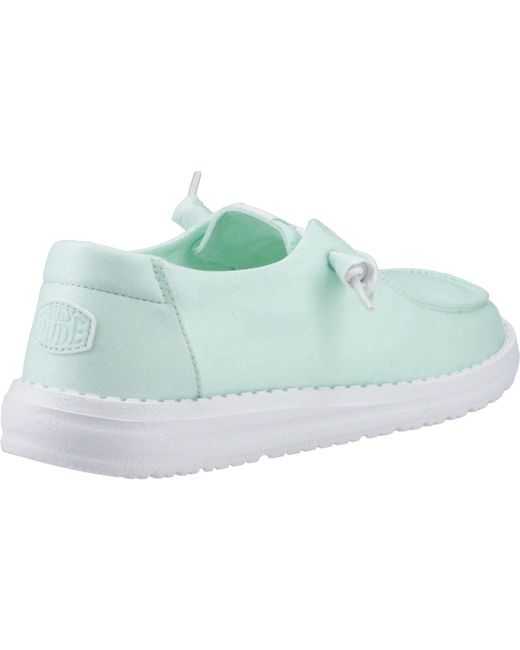 HeyDude Blue Wendy Canvas 100% Cotton Bay Moccasins Shoes