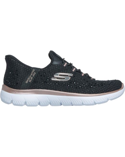 Skechers Black Summits Brilliant Shine Mesh/Rose Trim Trainers