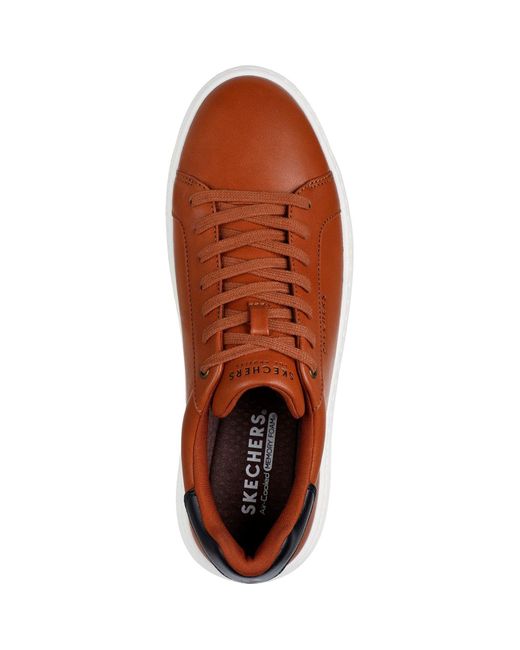 Skechers Brown Court Break Suit Sneaker 183175-Cog Cognac Lace Up Shoe for men