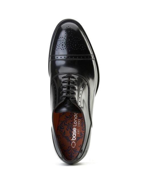 Base London Black Franklin Leather Oxford Shoes for men