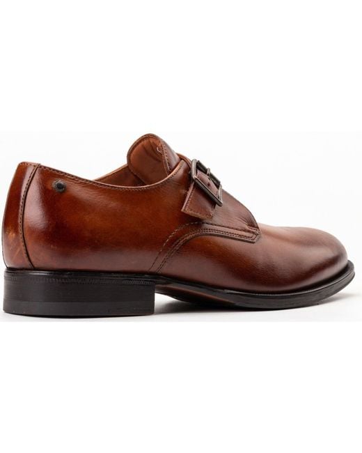 Base London Brown Faraday Leather Burnt Shoes for men