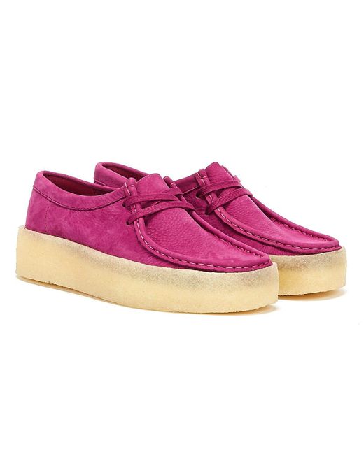 Clarks Leather Wallabee Cup Nubuck Berry Shoes in Pink - Lyst