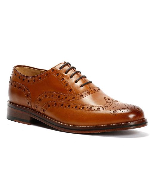 Chapman & Moore Brown Oxford Brogue Leather Tan Burnish Shoes for men
