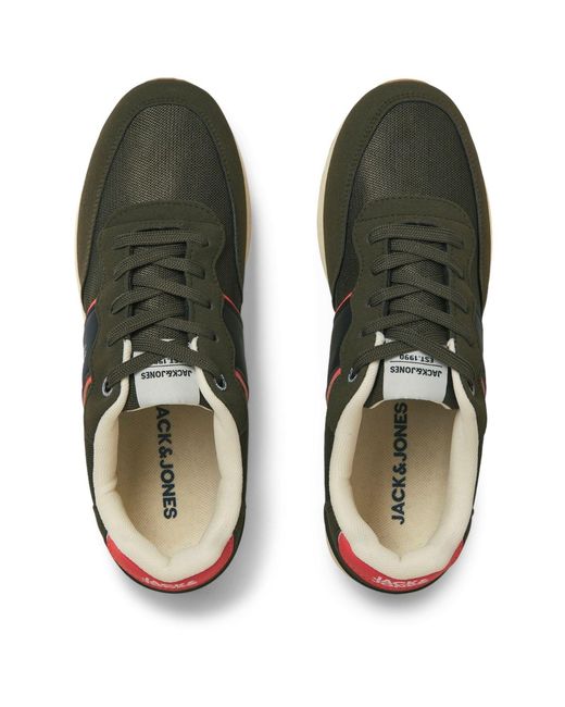 Jack & Jones Green Spirit Runner Synthetic Night Trainers for men