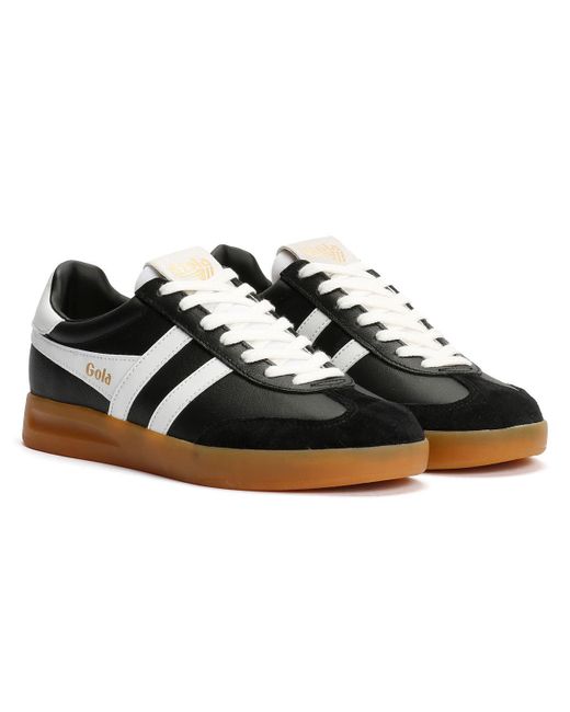 Gola Black Cyclone Leather /Gum Trainers