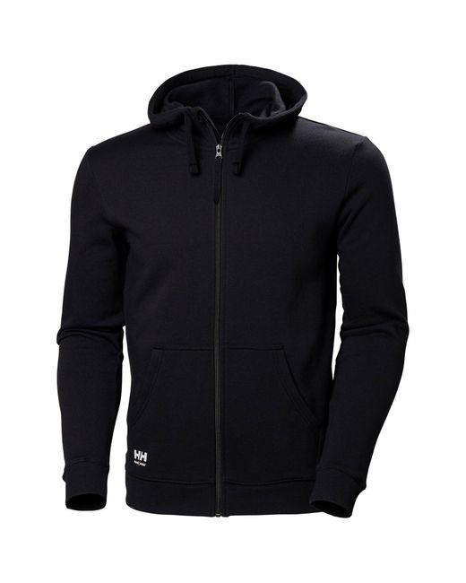 Helly Hansen Black Manchester Zip Cotton Hooded Sweatshirt for men