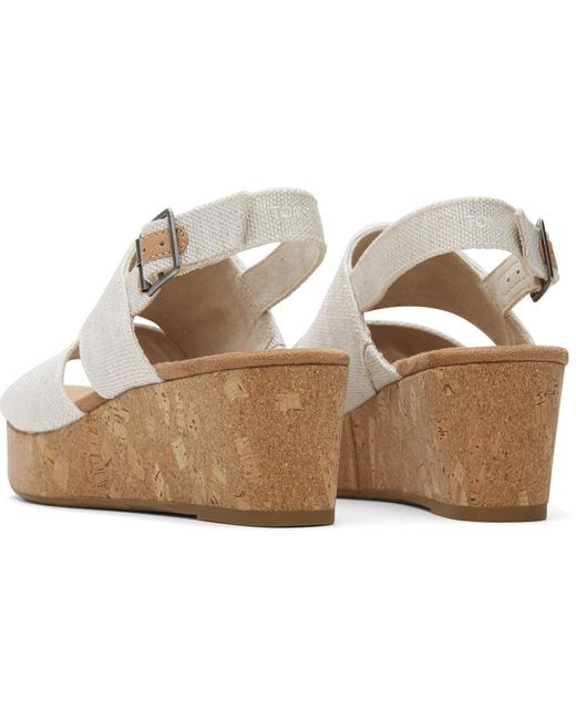 TOMS Metallic Claudine Nylon Natural Wedges