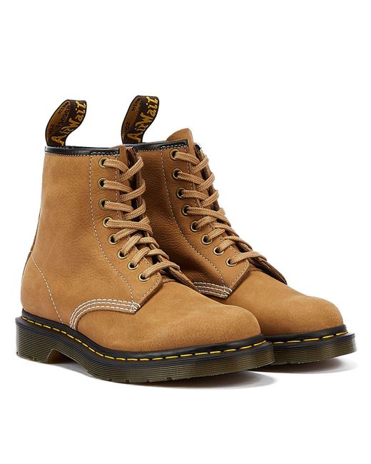 Dr. Martens 1460 Nubuck Suede Savannah Tan Boots in Brown Lyst