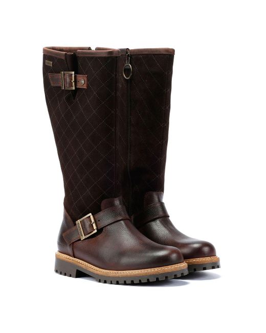 Barbour Brown Willow Tall Suede/Leather Dark Boots