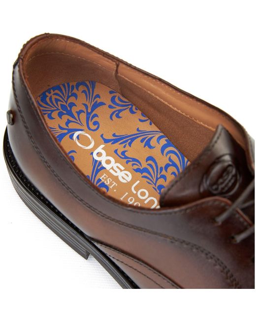 Base London Brown Lapel Leather Oxford Shoes for men