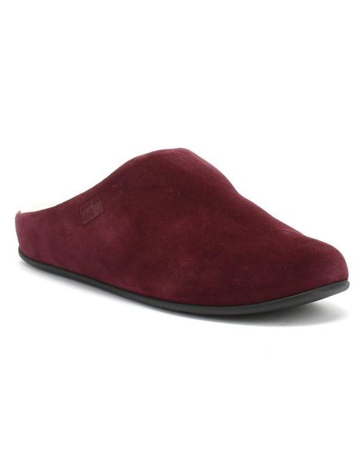 Fitflop Red Chrissie Womens Shearling Berry Slippers