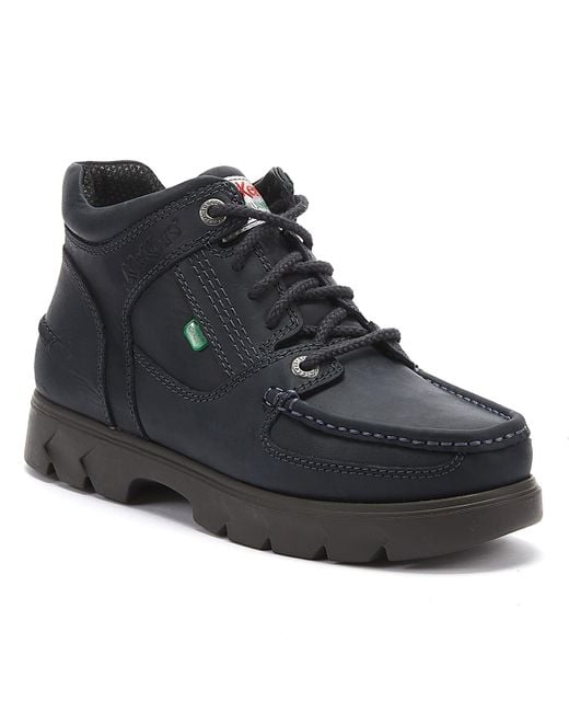Kickers Blue Lennon Mid Mens Navy Leather Boots for men