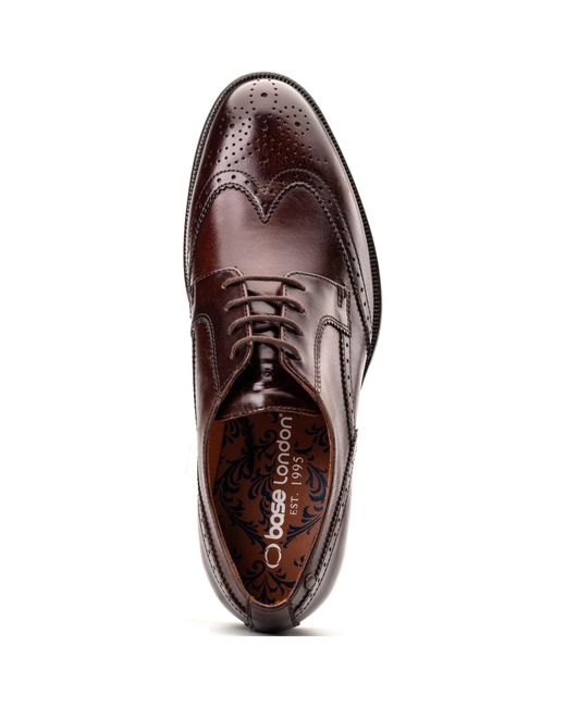 Base London Brown Bell Leather Burnt Brogues Shoes for men