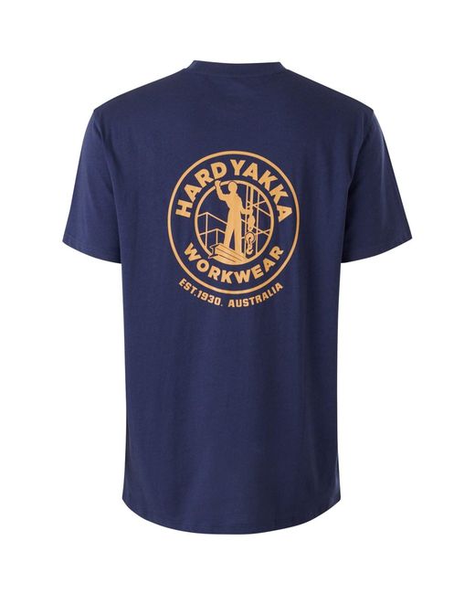 Hard Yakka Blue Heritage Icon Cotton T-Shirt for men