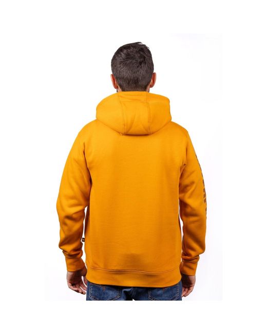 Caterpillar Orange Trademark Banner Cotton Hooded Sweatshirt for men