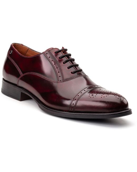Base London Brown Franklin Leather Bordo Oxford Shoes for men