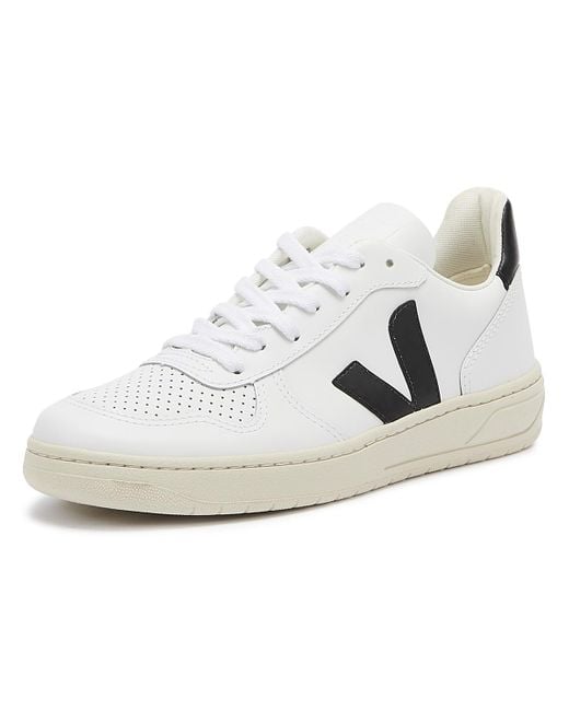 Veja Leather V-10 Extra Womens White / Black Trainers - Save 34% - Lyst