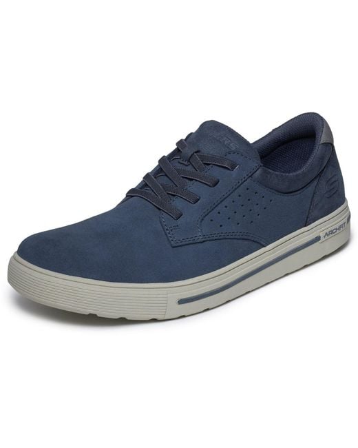 Skechers Blue Arch Fit Solano 2.0 Rey Leather Suede Lace-Up Shoes for men