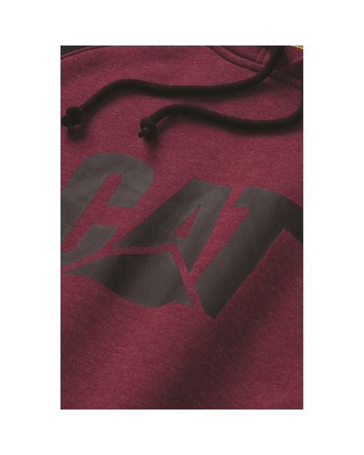 Caterpillar Red Raglan Cotton Hooded Sweatshirt for men