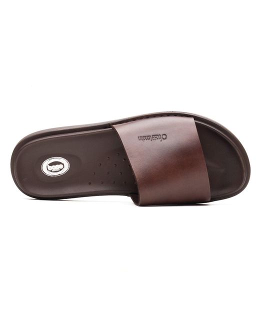 Base London Brown Albany Leather Slides for men