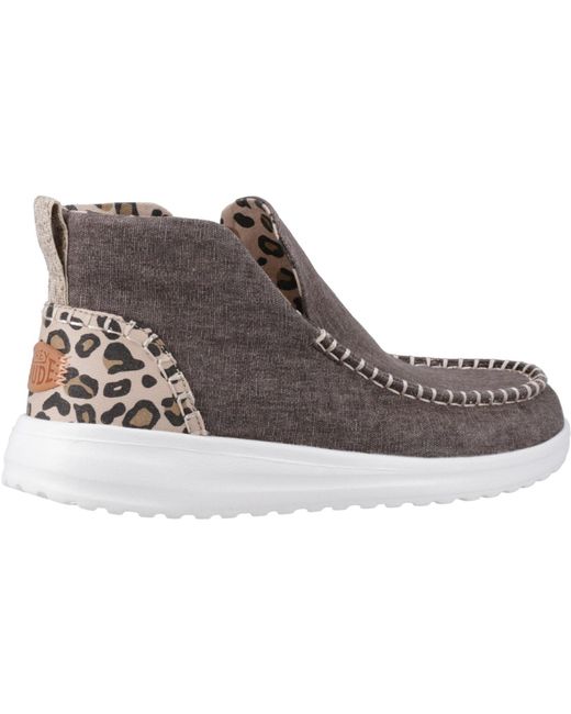 HeyDude Brown Denny Baumwoll--Leopardenstiefel