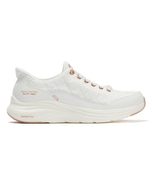 Skechers White Slip-Ins Contour Foam Cozy Fit Trainers