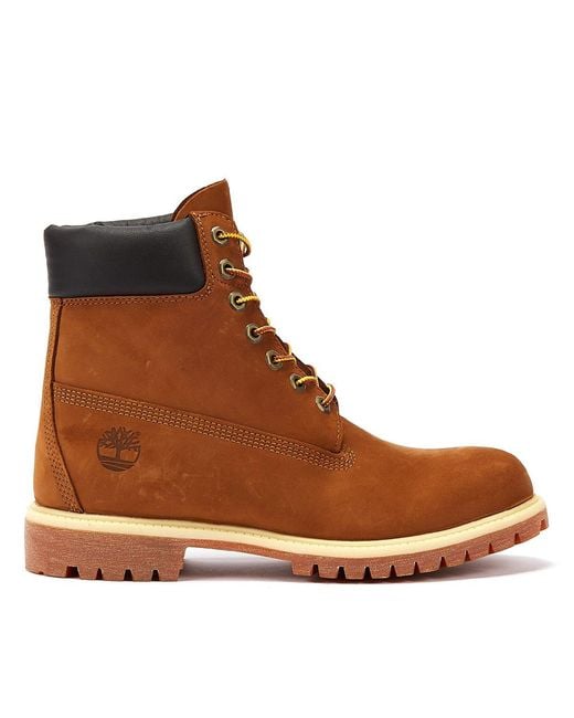 Timberland Brown Premium Waterproof 6 Inch Boot Rust Nubuck for men