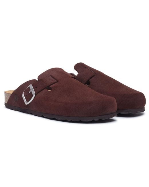 Hush Puppies Red Bailey Suede Chocolate Mules