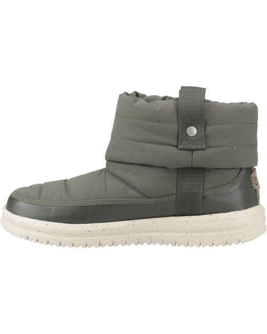 HeyDude Green Camden Cuff Nylon Quilt Nylon Winter Ankle Boots