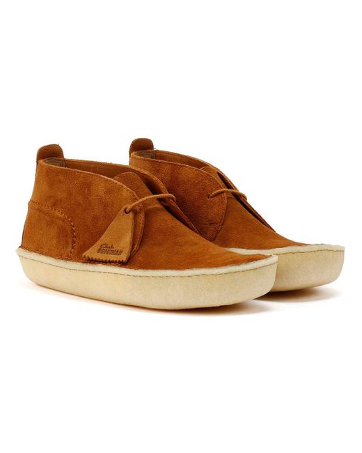 Clarks Brown Desert Rain Suede Dark Cola Boots for men
