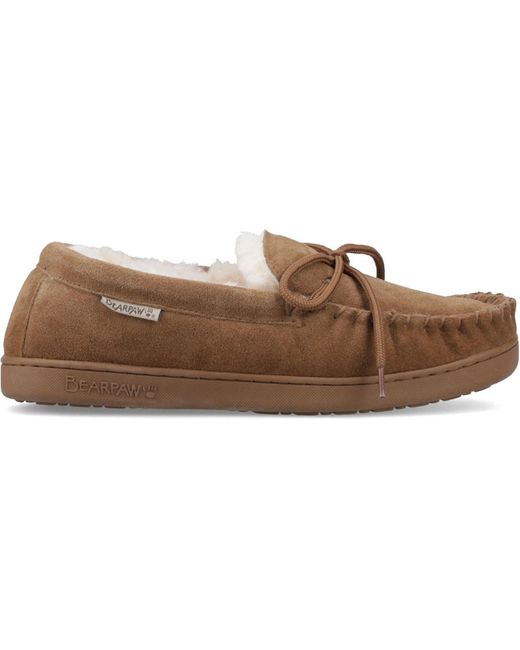 BEARPAW Brown Moc Ii Suede Hickory Slippers for men