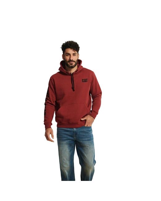 Caterpillar Red Trademark Banner Cotton Hooded Sweatshirt for men