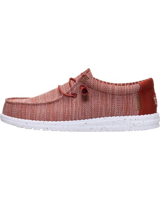 HeyDude Red Wally Stretch Sox Polyester Burnt/Multi Loafers for men