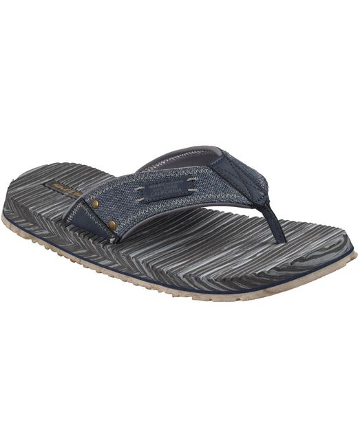 Skechers Gray Quill Textile Flip Flops for men